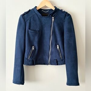 Banana Republic Navy Faux Suede Moto Jacket – Size M